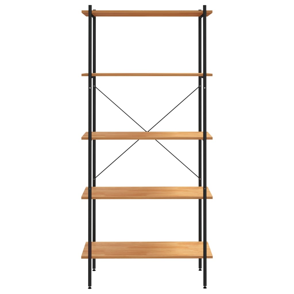 NNEVL 5-Tier Shelving Unit Black and Oak 80x40x163 cm