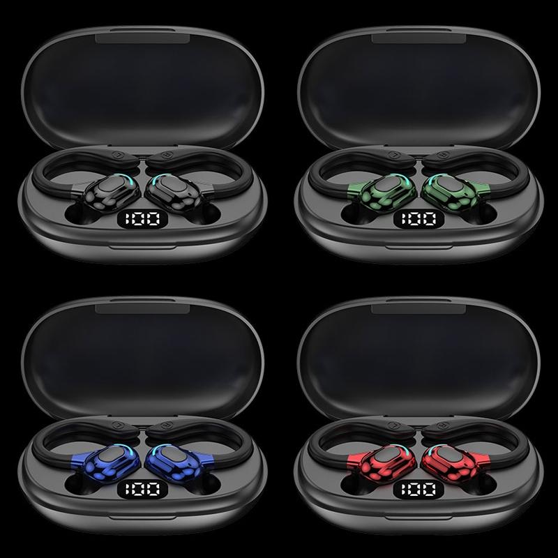 NNEDSZ Wireless Bluetooth Earphones With Charging Case - F8 - Red Double Ear