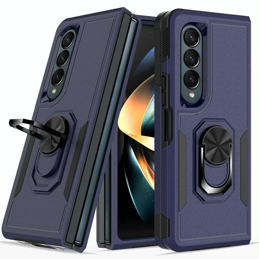 NNEDSZ Galaxy Z Fold 4 Tpu Shockproof Case With Ring - 2 In 1 Design - Black
