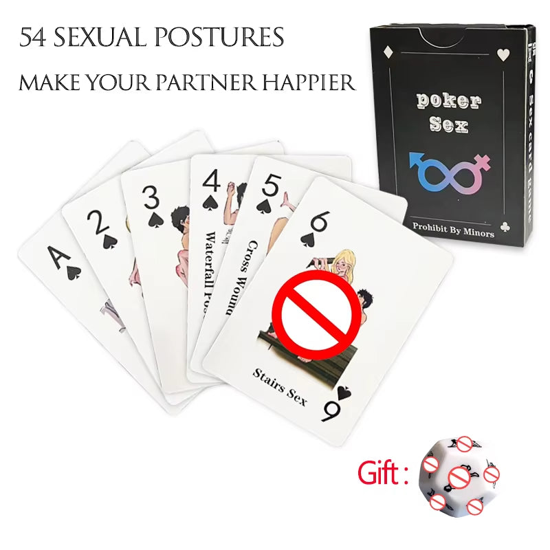 54 Pcs Sex Positions Poker Role Play Adult Couples Bedroom Game Instructions Couples Flirting Sex Cards Sex Toys for Couples